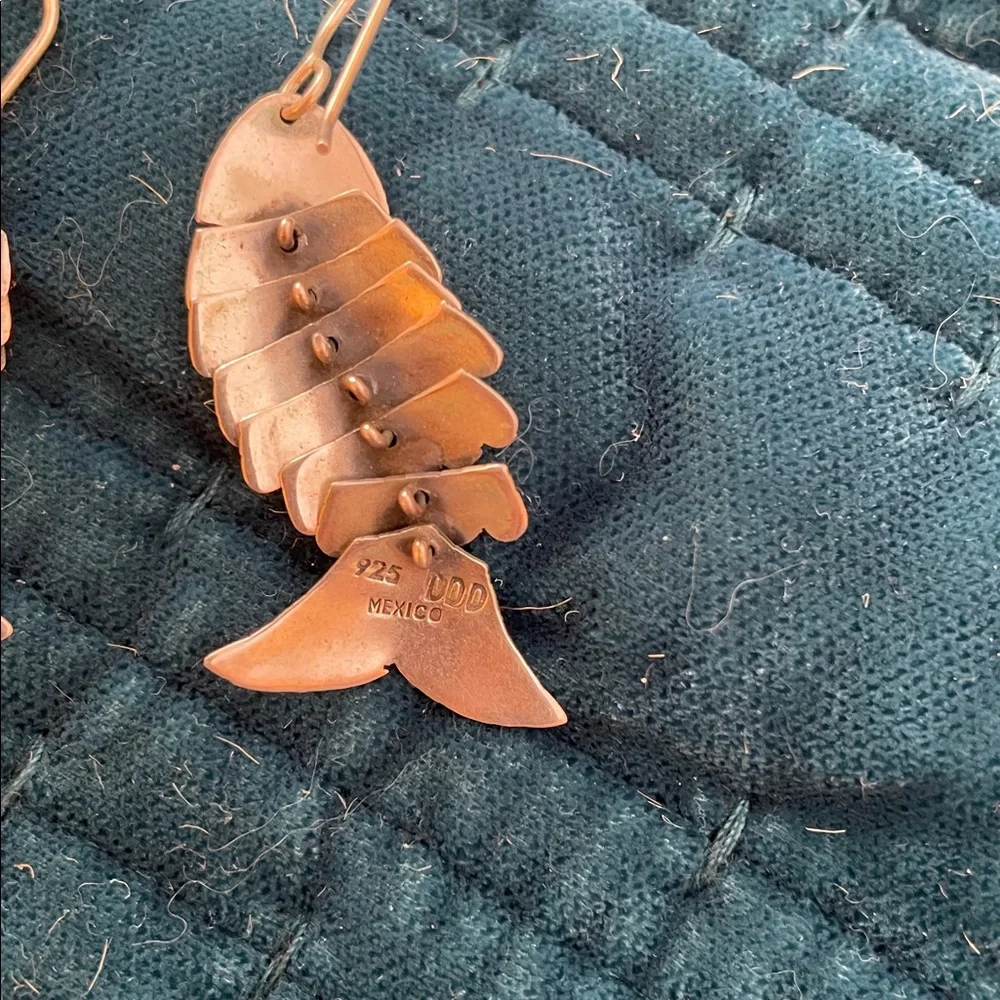 Silver Fish-Shaped Earrings - Picture 2 of 2